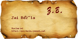 Zai Béla névjegykártya